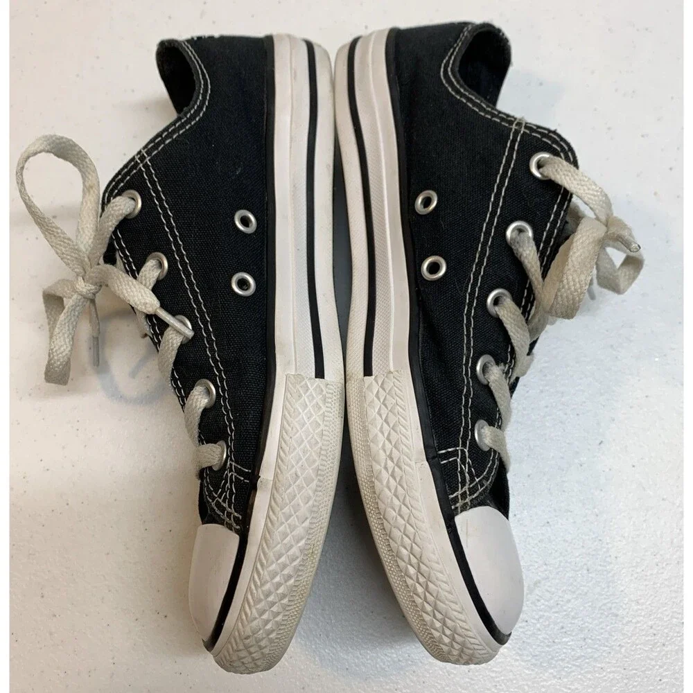 Converse All Star Low Black White Floral Double Tongue Sneakers Junior 3